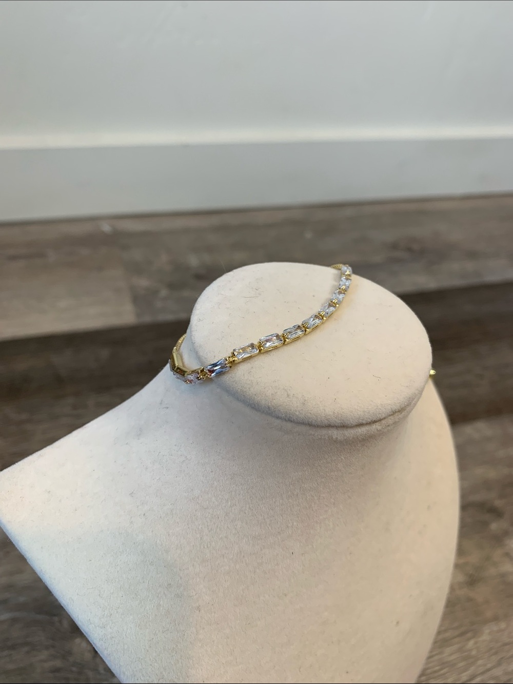 Delicate Gold Tone  Crystal Tennis Bracelet for Women